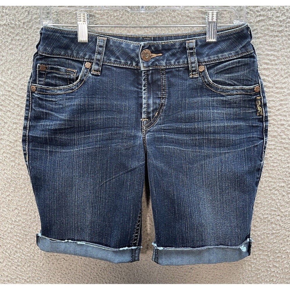 Silver Jeans Shorts Womens 27 Blue Suki Cut Off Jorts Distressed Rockabilly *‎